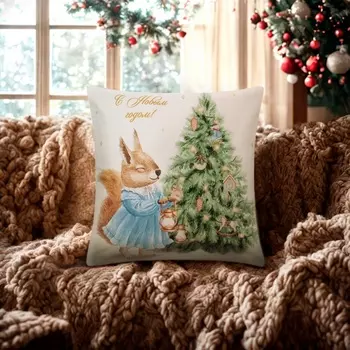 Чехол на подушку Этель "Белочка", 40*40 см, 100 п/э, велюр