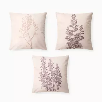 Чехол на подушку 3 шт. «Этель» Botanic, 4040 см, велюр