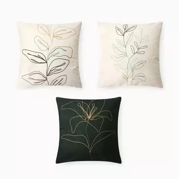 Чехол на подушку 3 шт. «Этель. Цветы», 4040 см, велюр