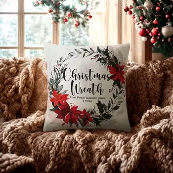 Чехол на подушку «Этель. Рождественский венок» 4343 см, велюр