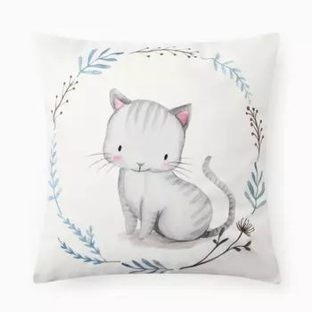 Чехол на подушку «Этель. Серый котик», 4040 см, велюр
