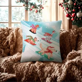 Чехол на подушку «Этель. Snowboarding dogs» 4040 см, велюр