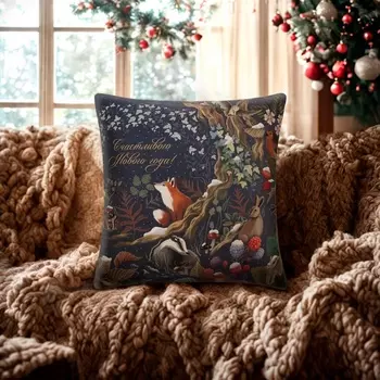 Чехол на подушку Этель "Таинственный лес", 40*40 см, 100 п/э, велюр