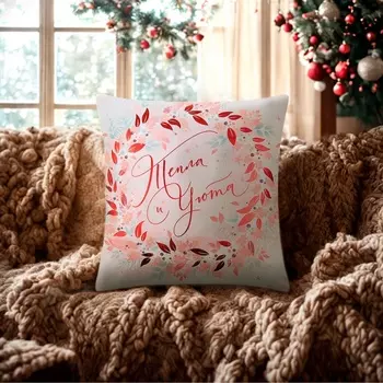 Чехол на подушку «Этель. Тепла и уюта» 4040 см, велюр