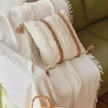 Чехол на подушку с кисточками SL Home, 4545 см, хлопок 100%, бежевый