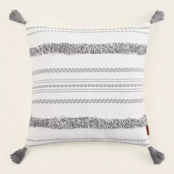 Чехол на подушку с кисточками SL Home Line, 4545 см, серый, хлопок 100%