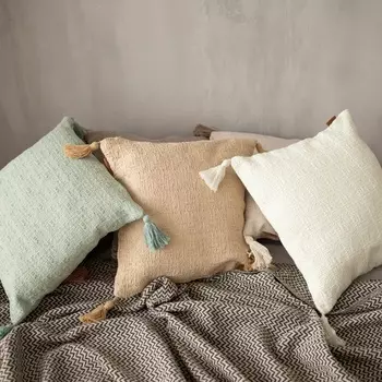 Чехол на подушку с кисточками SL Home TASSEL, 4545 см, коричневый