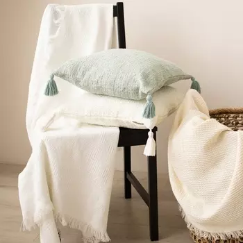 Чехол на подушку с кисточками SL Home TASSEL, 4545 см, оливковый