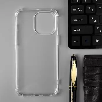 Чехол PERO, для телефона Apple iPhone 15 Pro Max, силиконовый, прозрачный, усиленный