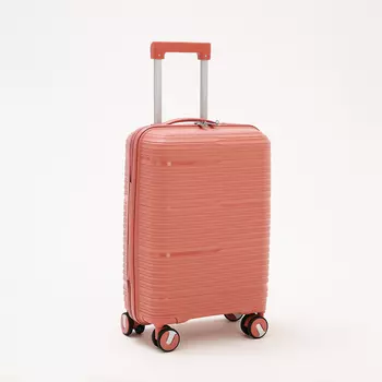 Чемодан малый 20", отдел на молнии, кодовый замок, 4 колеса, цвет розовый