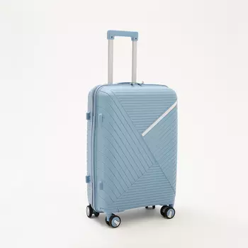 Чемодан средний 24", отдел на молнии, кодовый замок, 4 колеса, цвет голубой
