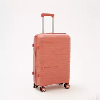 Чемодан средний 24", отдел на молнии, кодовый замок, 4 колеса, цвет розовый