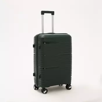 Чемодан средний 24", отдел на молнии, кодовый замок, 4 колеса, цвет зелёный