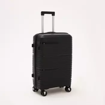 Чемодан средний 69 л (M), отдел на молнии, кодовый замок, 4 колеса, цвет чёрный