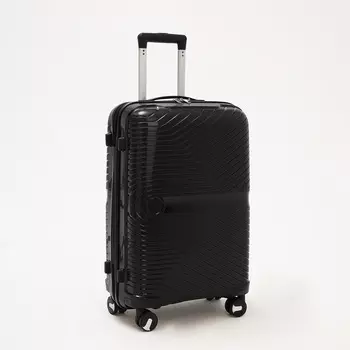 Чемодан средний 69 л (M), отдел на молнии, кодовый замок, 4 колеса, цвет чёрный