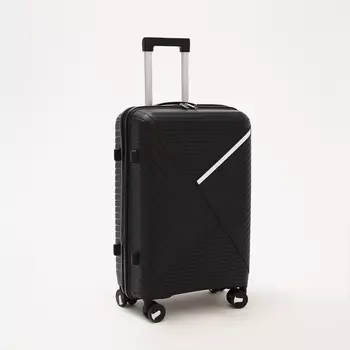 Чемодан средний 69 л (M), отдел на молнии, кодовый замок, 4 колеса, цвет чёрный