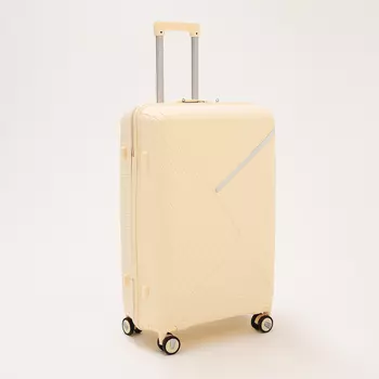 Чемодан большой 100 л (L), отдел на молнии, кодовый замок, 4 колеса, цвет бежевый