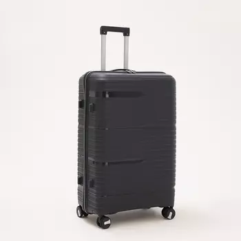 Чемодан большой 100 л (L), отдел на молнии, кодовый замок, 4 колеса, цвет тёмно-серый