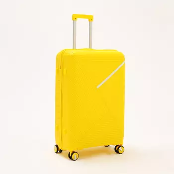 Чемодан большой 100 л (L), отдел на молнии, кодовый замок, 4 колеса, цвет жёлтый