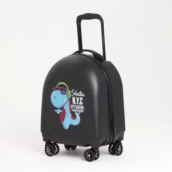 Чемодан детский 18", отдел на молнии, цвет чёрный