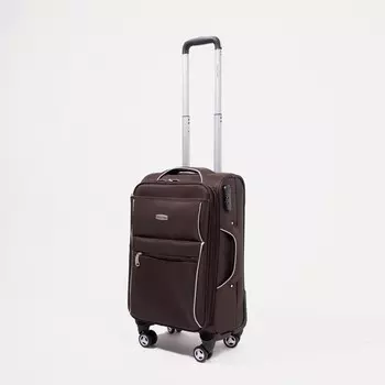 Чемодан малый 20", 2 наружных кармана, кодовый замок, цвет коричневый