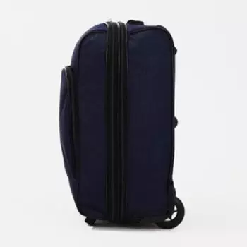 Чемодан малый 20" на молнии, с увеличением, наружный карман, 2 колеса, цвет синий