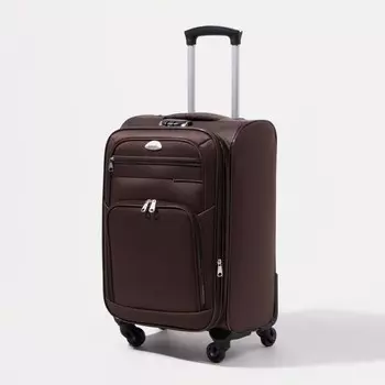 Чемодан малый 20", отдел на молнии, 2 наружных кармана, кодовый замок, цвет коричневый