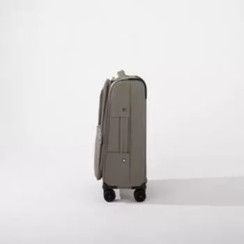 Чемодан малый 20", отдел на молнии, 4 колеса, цвет серый/коричневый