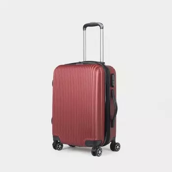 Чемодан малый 20", отдел на молнии, с расширением, кодовый замок, 4 колеса, цвет бордовый