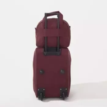 Чемодан малый 20" с сумкой, отдел на молнии, 3 наружных кармана, с расширением, цвет бордовый