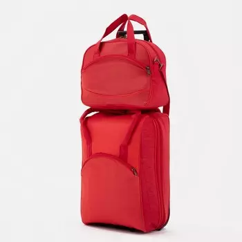 Чемодан малый 35", сумка дорожная на молнии, цвет красный
