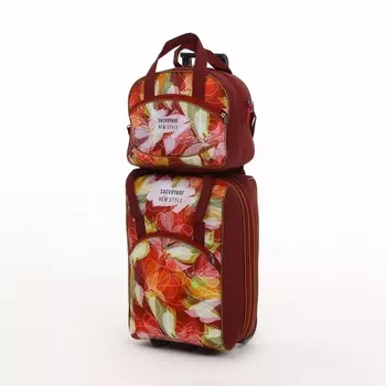 Чемодан малый 37 л (S) с сумкой Sacvoyage, отдел на молнии, наружный карман, с расширением, цвет бордовый