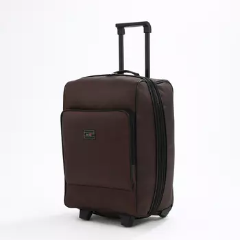 Чемодан малый 52 л (S), «Фабрика КАРТЕКС», отдел на молнии, с расширением, наружный карман, 2 колеса, цвет коричневый