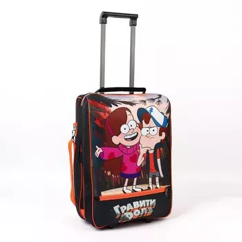 Чемодан малый Гравити Фолз 32*23*42 см, отд на молнии, н/карман, черный