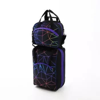 Чемодан на молнии, дорожная сумка, набор 2 в 1, цвет чёрный/фиолетовый