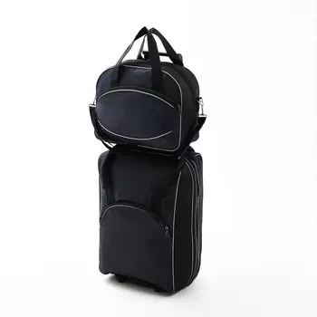 Чемодан на молнии, дорожная сумка, набор 2 в 1, цвет чёрный