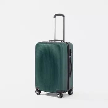 Чемодан серый 24", отдел на молнии, кодовый замок, 4 колеса, цвет тёмно-зелёный