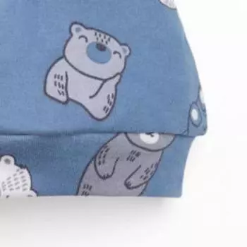 Чепчик (шапочка) Крошка Я "Мишка", синий, р.46