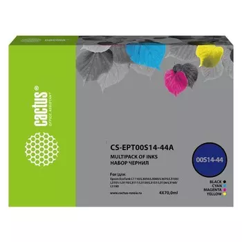 Чернила Cactus CS-EPT00S14-44A 103 многоцветный набор 4x70мл для Epson L1110 Ecotank/L3100/ 107628