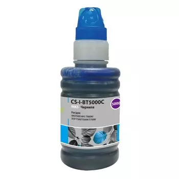 Чернила Cactus CS-I-BT5000C, для Brother DCP-T300/T500W/T700W/MFC-T800W, 100мл, голубые
