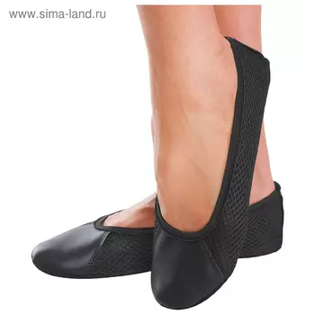 Чешки, сетка/натуральная кожа, цвет чёрный, длина по стельке 18,5 см