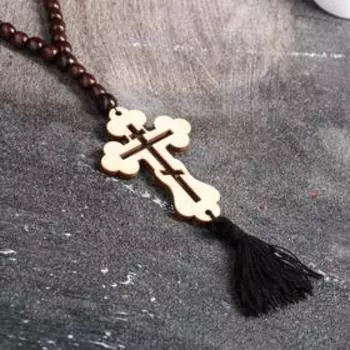 Четки деревянные, с крестом, 40 см, микс