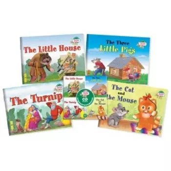 Читаем вместе. Сборник сказок Уровень 1. CD+4 книги (Теремок, Три поросенка, Репка, Кошка и мышка)