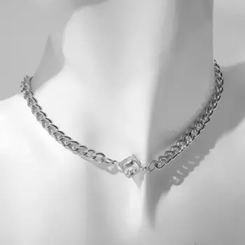 Чокер «Цепь» ромб, цвет белый в серебре, 32 см