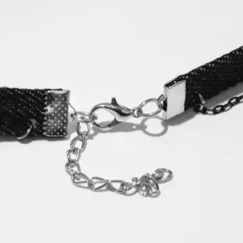 Чокер «Джинс» цветок с жемчужиной, цвет бело-чёрный, 36 см