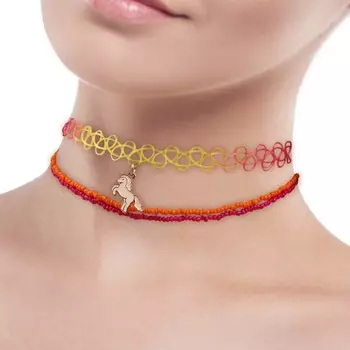 Чокер и бусы, 3 штуки, набор бижутерии, Минни Маус и Единорог