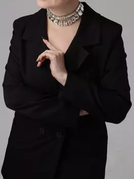 Чокер-колье «Сияние» дуэт, цвет белый в серебре, 36 см