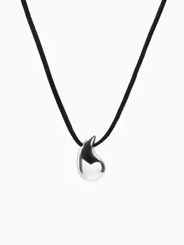 Чокер/кулон на шнурке «Капля» на шнурке, цвет серебро