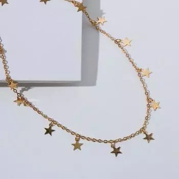 Чокер "Металлика" звёздочки, цвет золото, L=30