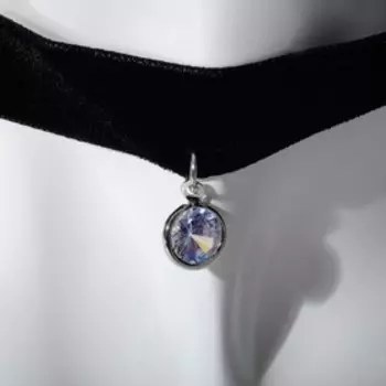 Чокер "Стразинка" круг, цвет белый в серебре ,L=32см